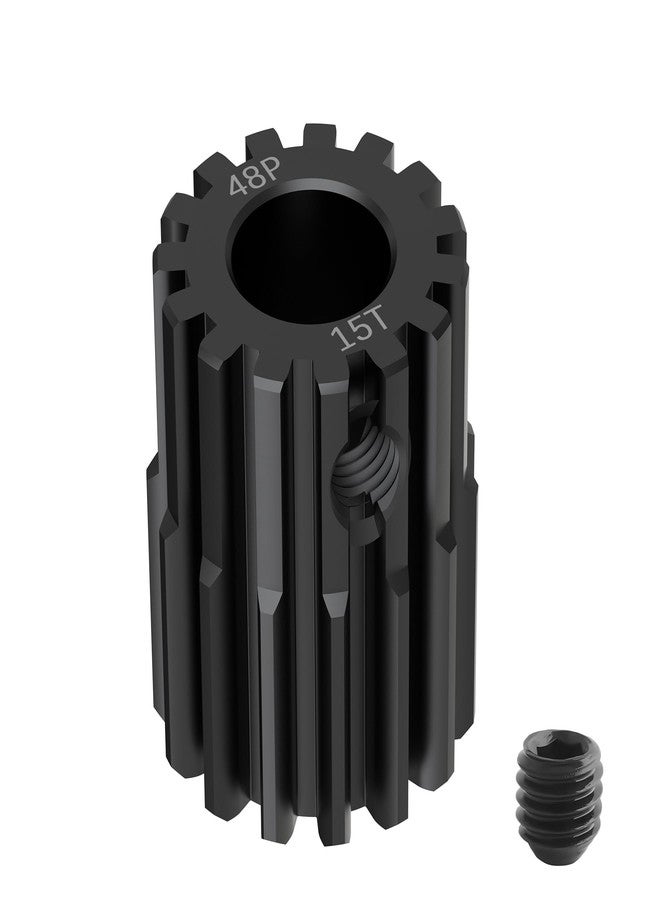 FOCMKEAS 48P Pinion Motor Gear 15T 1/8 inch(3.175mm) Shaft Hole, 1045 Hardened Carbon Steel Pitch Gears RC Upgrade Part fit for RC Brushless Brush Motor of 1/10 Model Car Climbing Car - Image 1